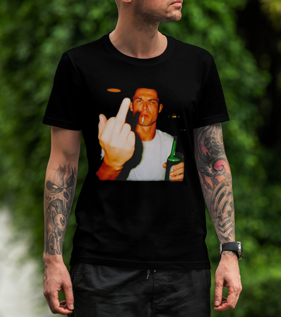Cristiano Ronaldo Middle Finger Smoking Drinking After Hours T-Shirt
