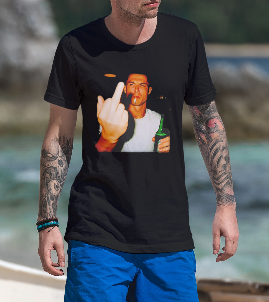 Cristiano Ronaldo Middle Finger Smoking Drinking After Hours T-Shirt
