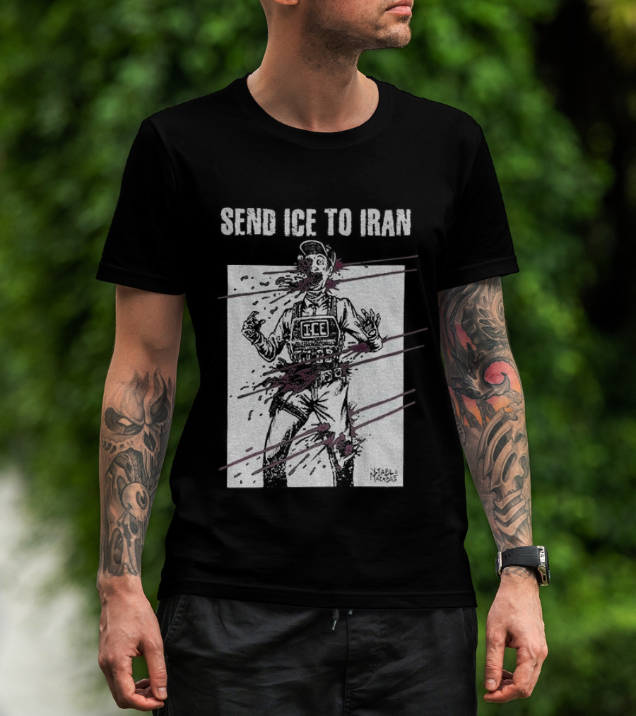 Send Ice To Iran Pink Paint Streaks T-Shirt