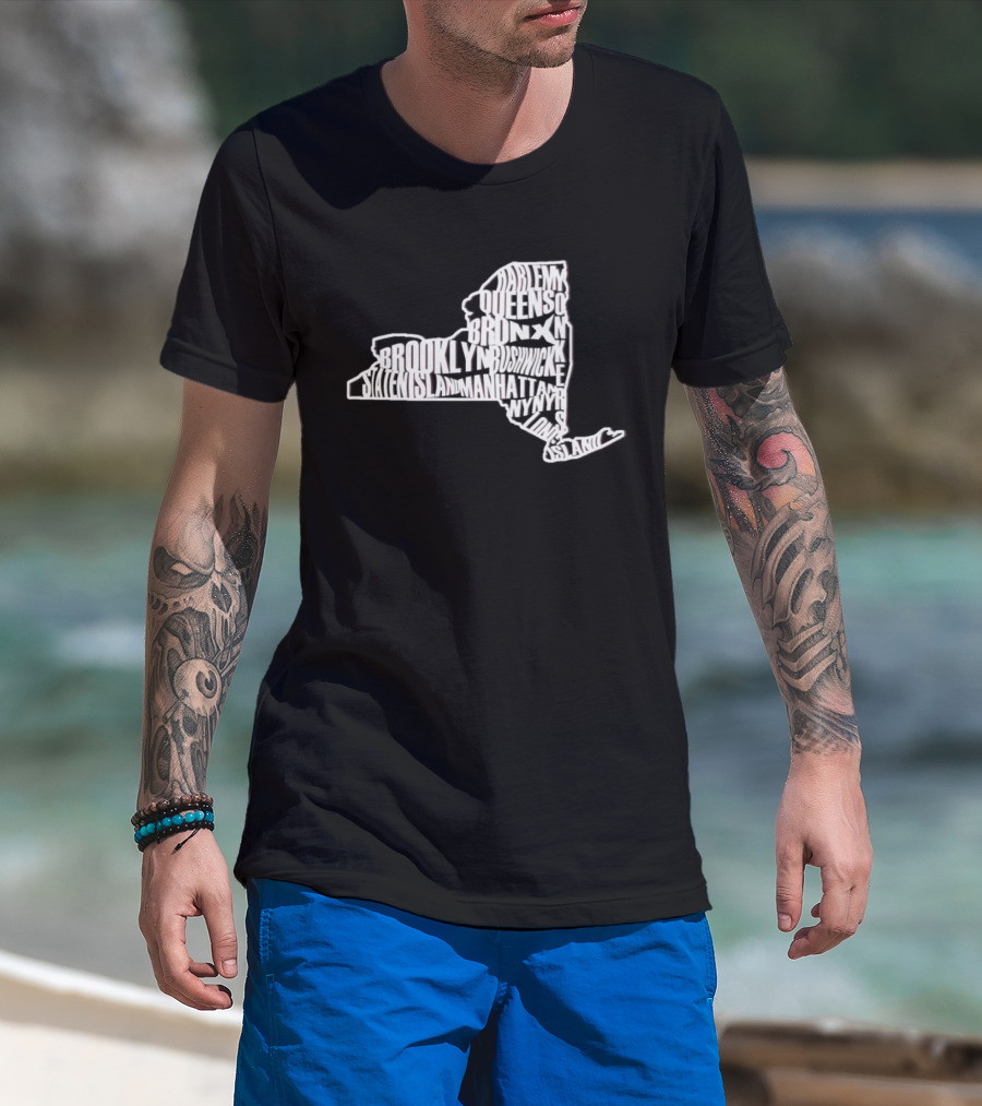 Brooklyn Queens Harlem Bronx Bushwick New York Map T-Shirt