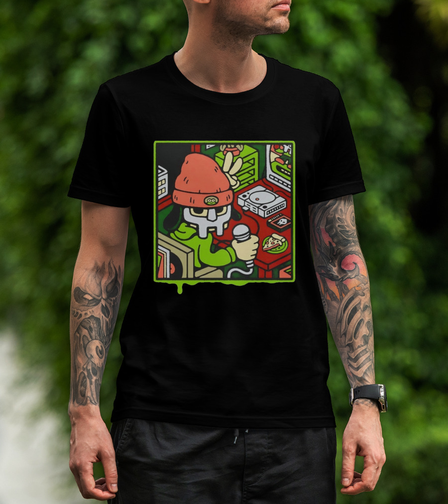 PaRappa The Rapper MF Doom Crossover Video Games Music Iconic Character Pizza Scene T-Shirt