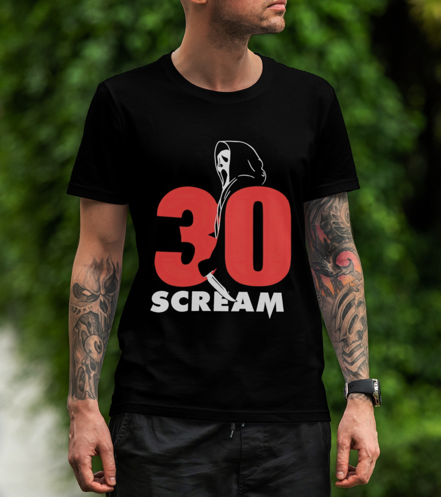 30 Scream Ghost Mask Scythe T-Shirt