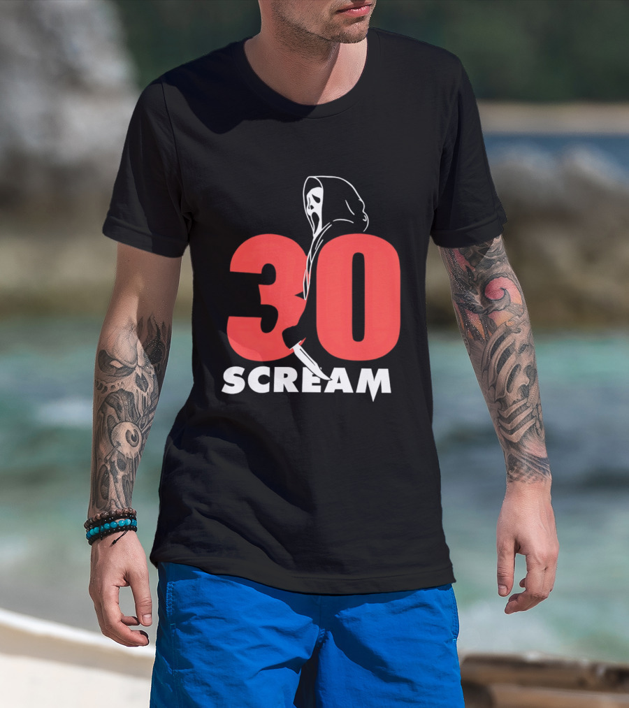 30 Scream Ghost Mask Scythe T-Shirt