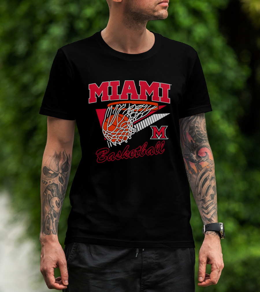 Miami Redhawks Basketball Action Hoop And Net Swish T-Shirt