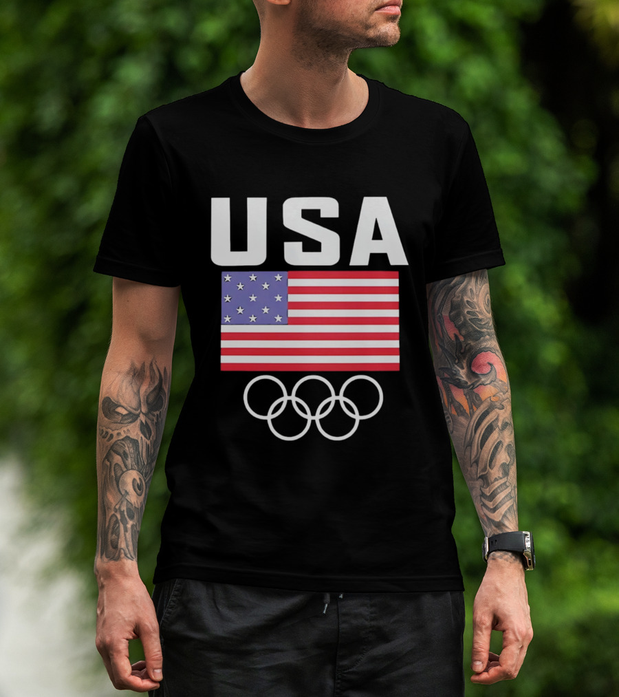 USA American Flag Olympic Rings T-Shirt