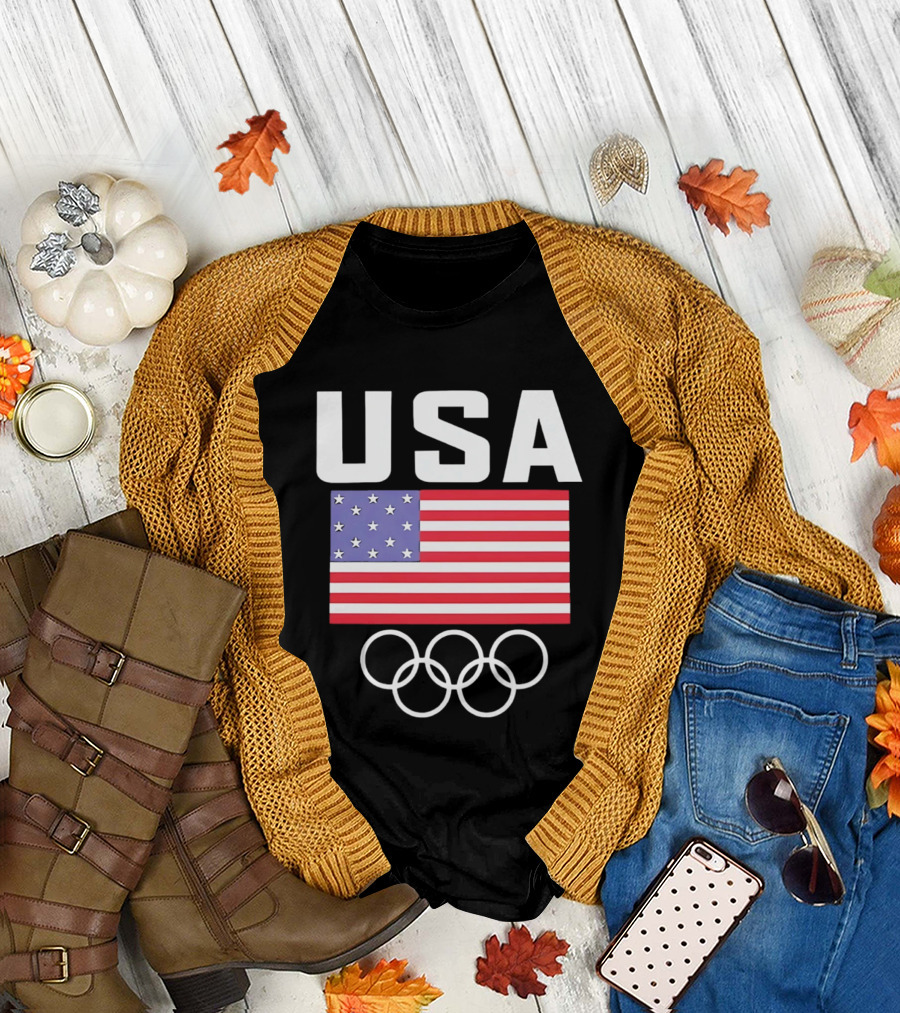 USA American Flag Olympic Rings T-Shirt