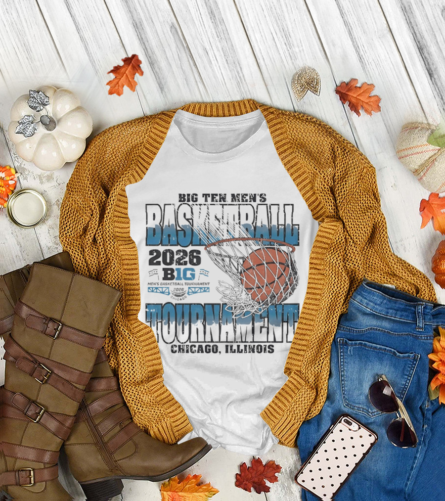 Big Ten Men's Basketball Tournament 2026 Chicago Illinois Basketball Net T-Shirt