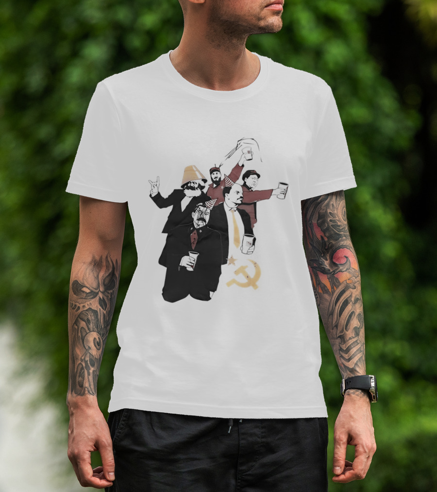 Drunk Karl Marx Vladimir Lenin Joseph Stalin Mao Zedong Fidel Castro Party Communist Humor Lamp Hat T-Shirt