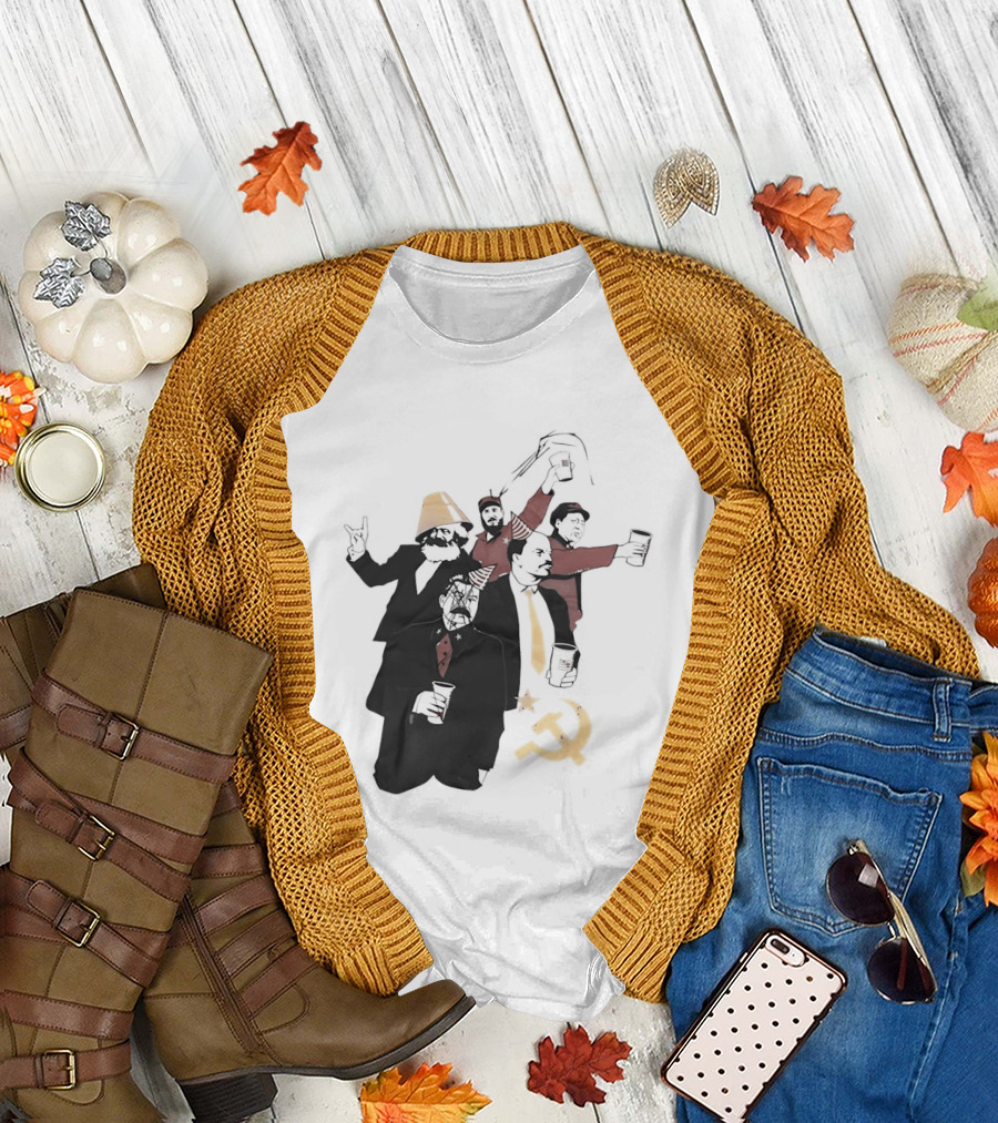 Drunk Karl Marx Vladimir Lenin Joseph Stalin Mao Zedong Fidel Castro Party Communist Humor Lamp Hat T-Shirt