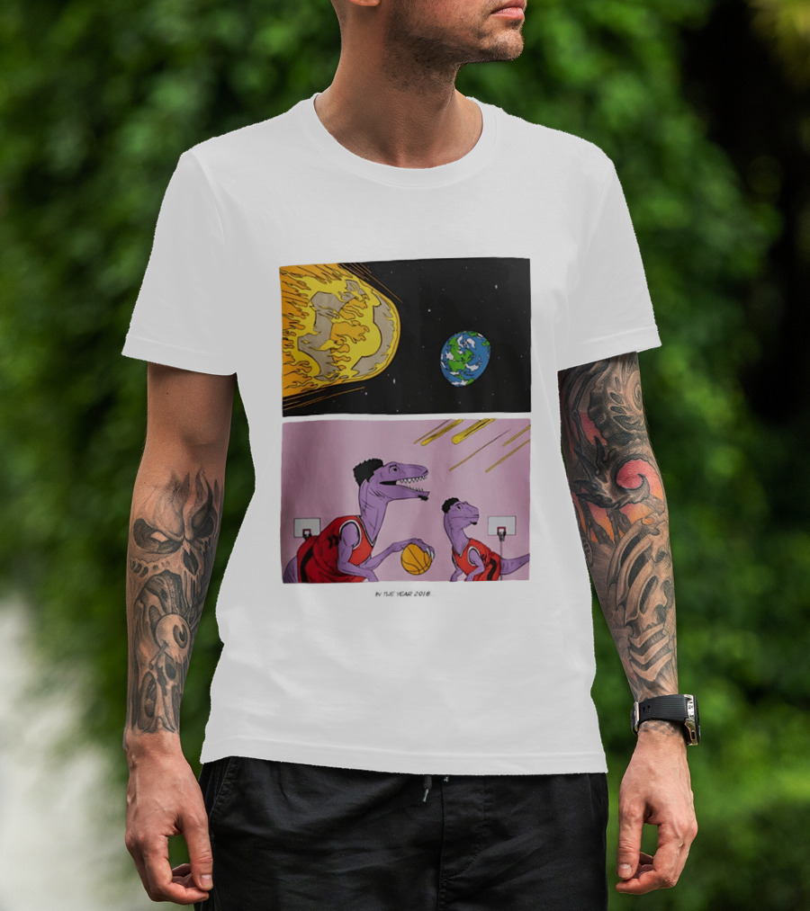 LeBron James Raptors Dinosaurs Meteor Basketball 2018 T-Shirt