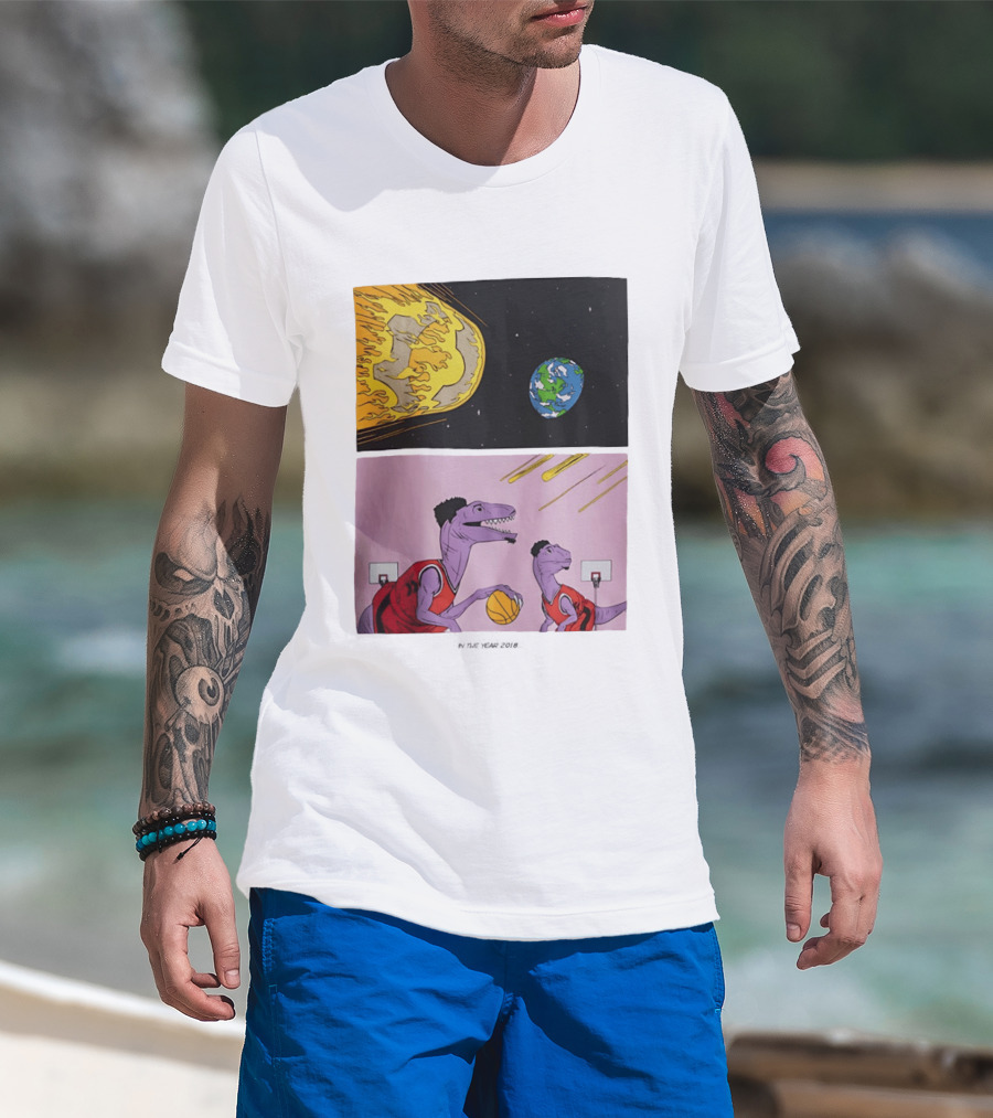 LeBron James Raptors Dinosaurs Meteor Basketball 2018 T-Shirt