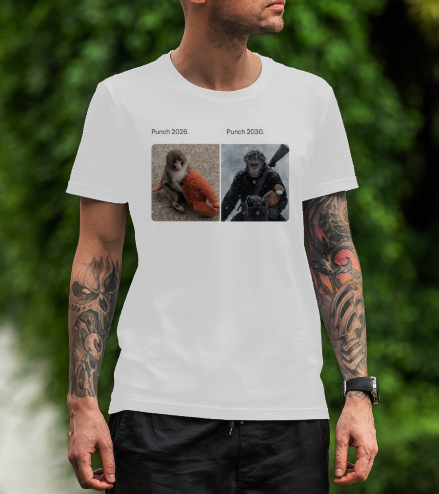 Monkey Punch 2026 X Punch 2030 Snowy Monkey Warrior With Red Toy Baton T-Shirt