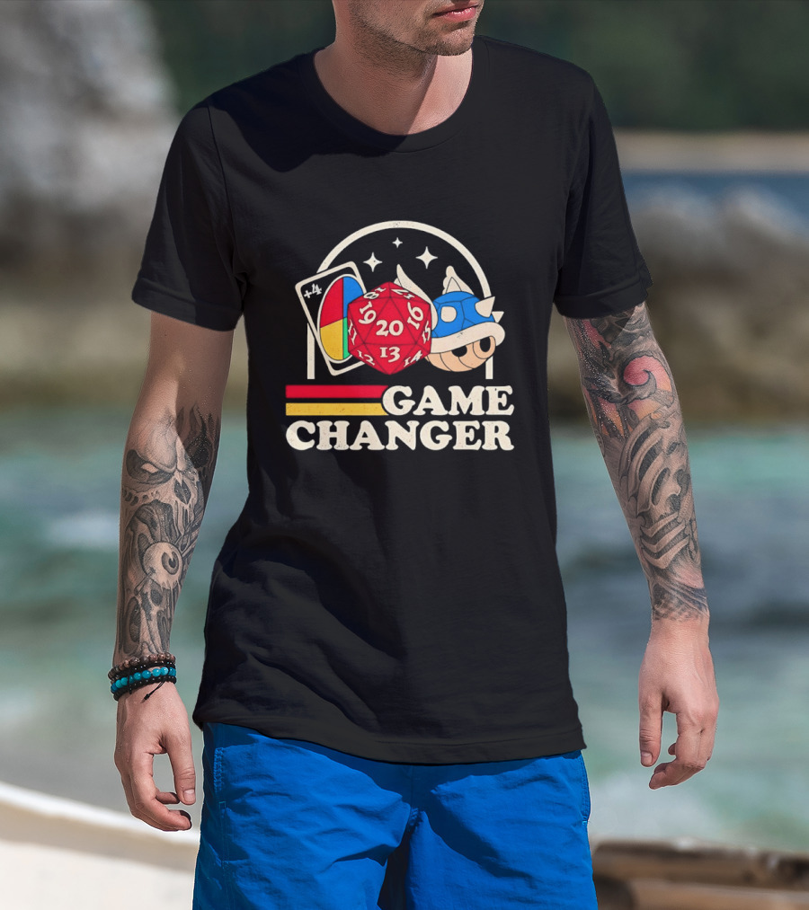 Game Changer Uno Card Dungeons And Dragons Mario Kart Blue Shell T-Shirt