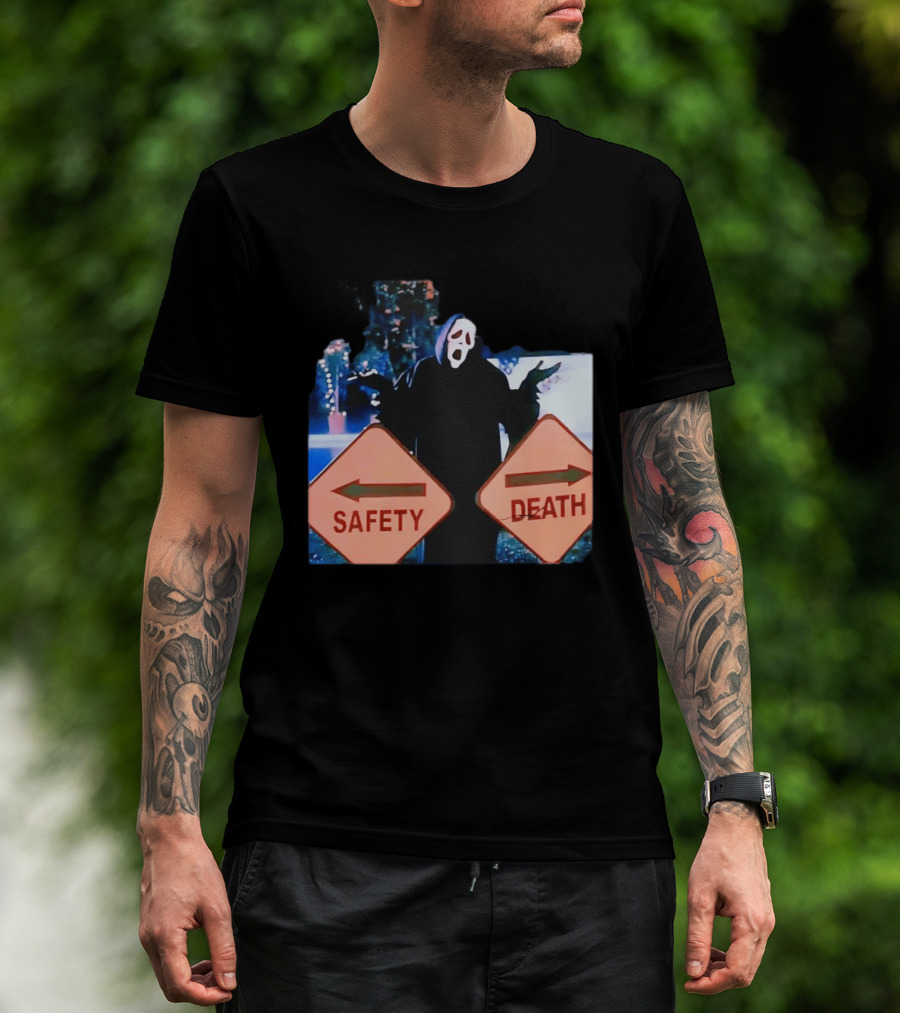 Ghostface Scream Safety Left Death Right Signs T-Shirt