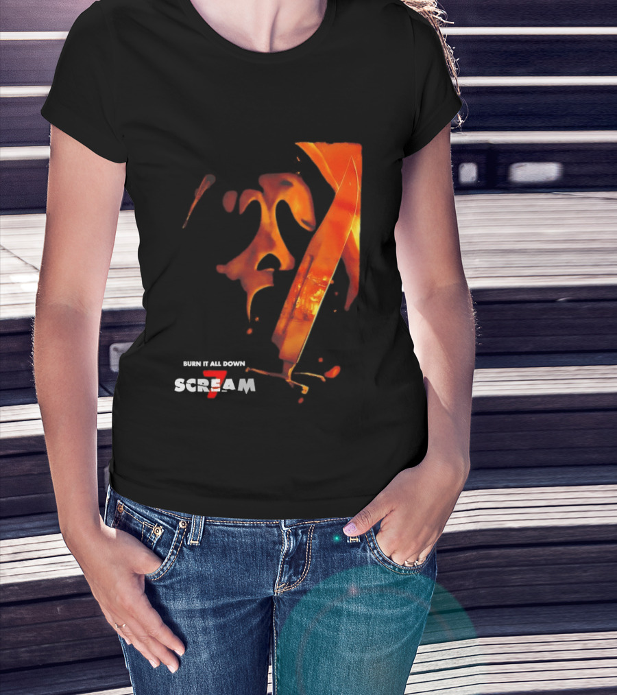 Scream 7 Ghostface Burn It Down Knife T-Shirt