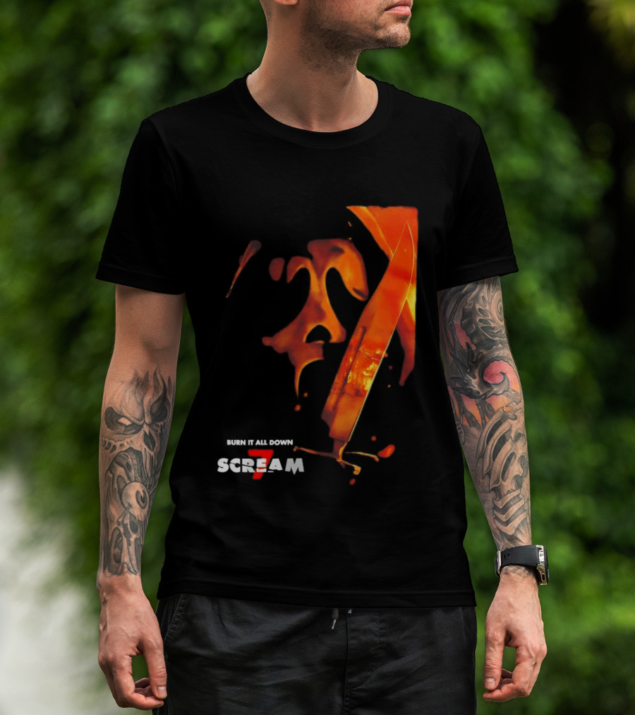 Scream 7 Ghostface Burn It Down Knife T-Shirt