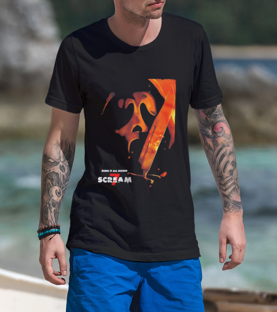 Scream 7 Ghostface Burn It Down Knife T-Shirt