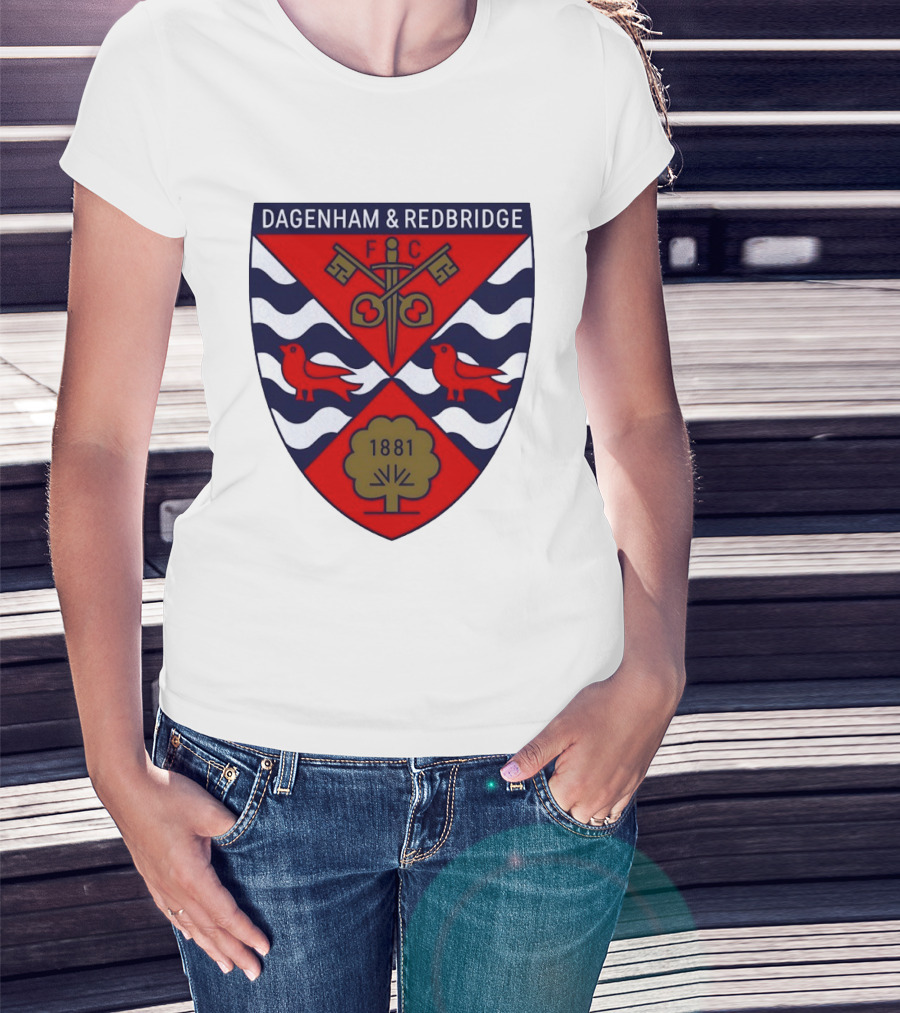 Dagenham Redbridge FC Crest 1881 Ravens Key Waves T-Shirt