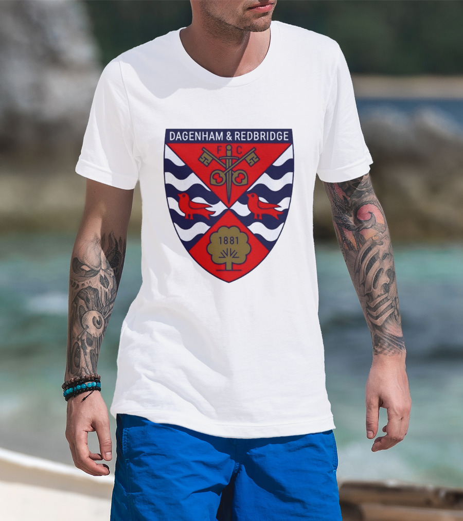Dagenham Redbridge FC Crest 1881 Ravens Key Waves T-Shirt