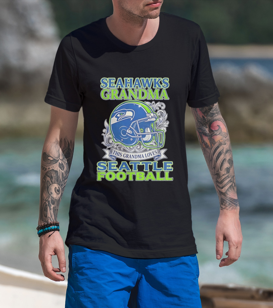 Seahawks Grandma Loves Seattle Football Helmet Seahawks Grandma T-Shirt