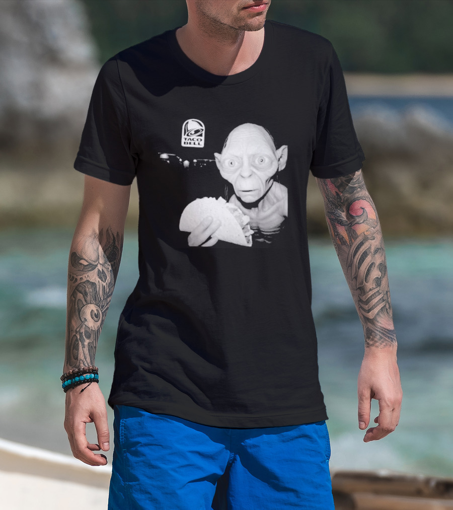 Gollum Taco Bell Mashup Middle Earth Eats Fast Food Iconic Fusion T-Shirt
