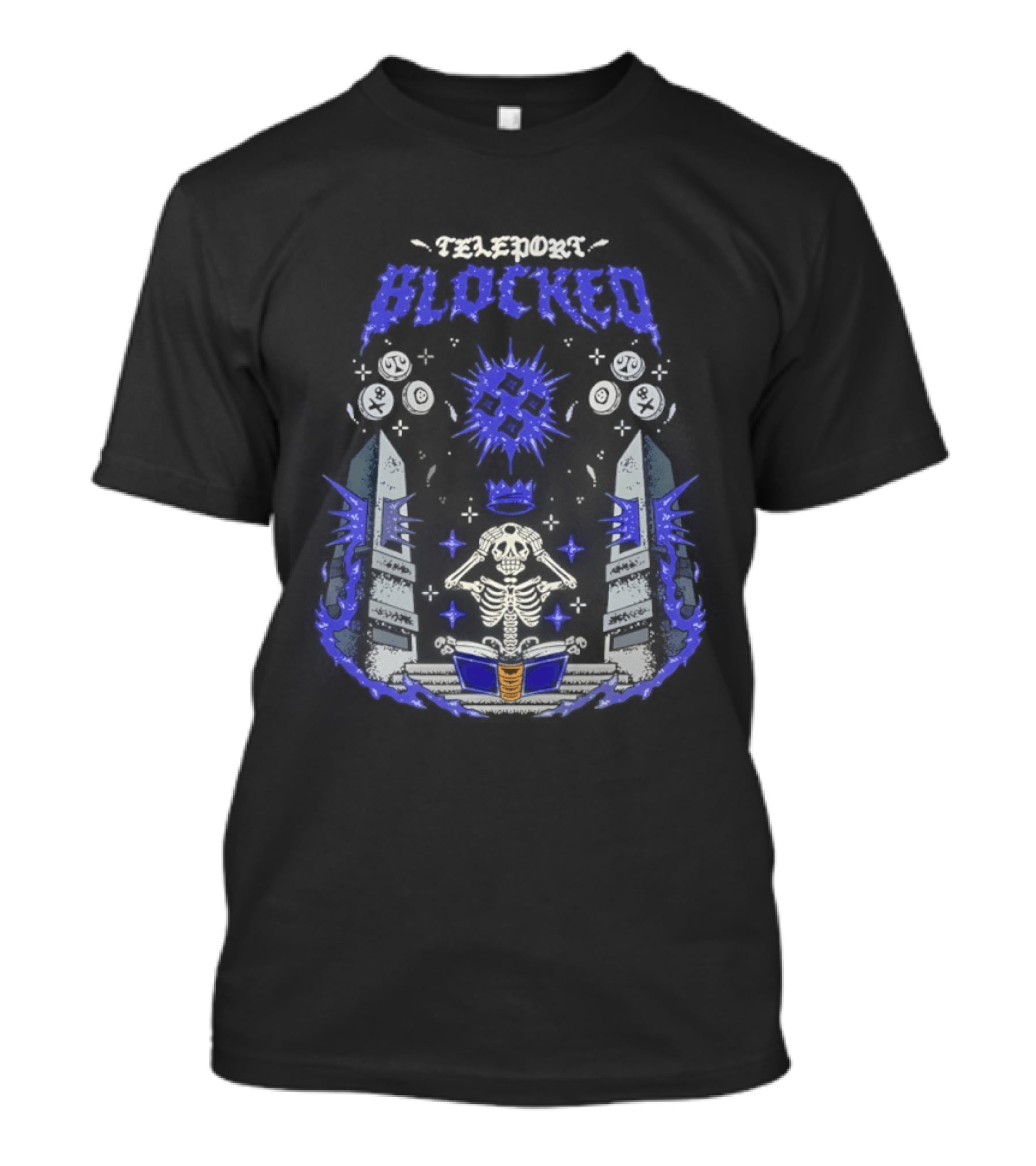 Skeleton Wearing Crown Teleport Blocked OSRS Magic Book Mystical Aura And Power T-Shirt