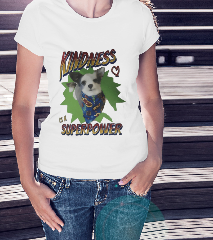 Kindness Is A Superpower Dog With Cape And Heart T-Shirt
