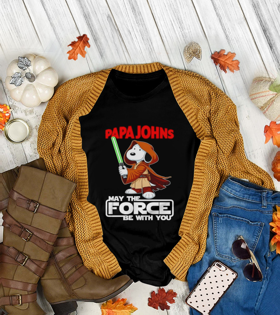 Snoopy Jedi Papa Johns May the Force Be with You Pizza Fan Favorite T-Shirt