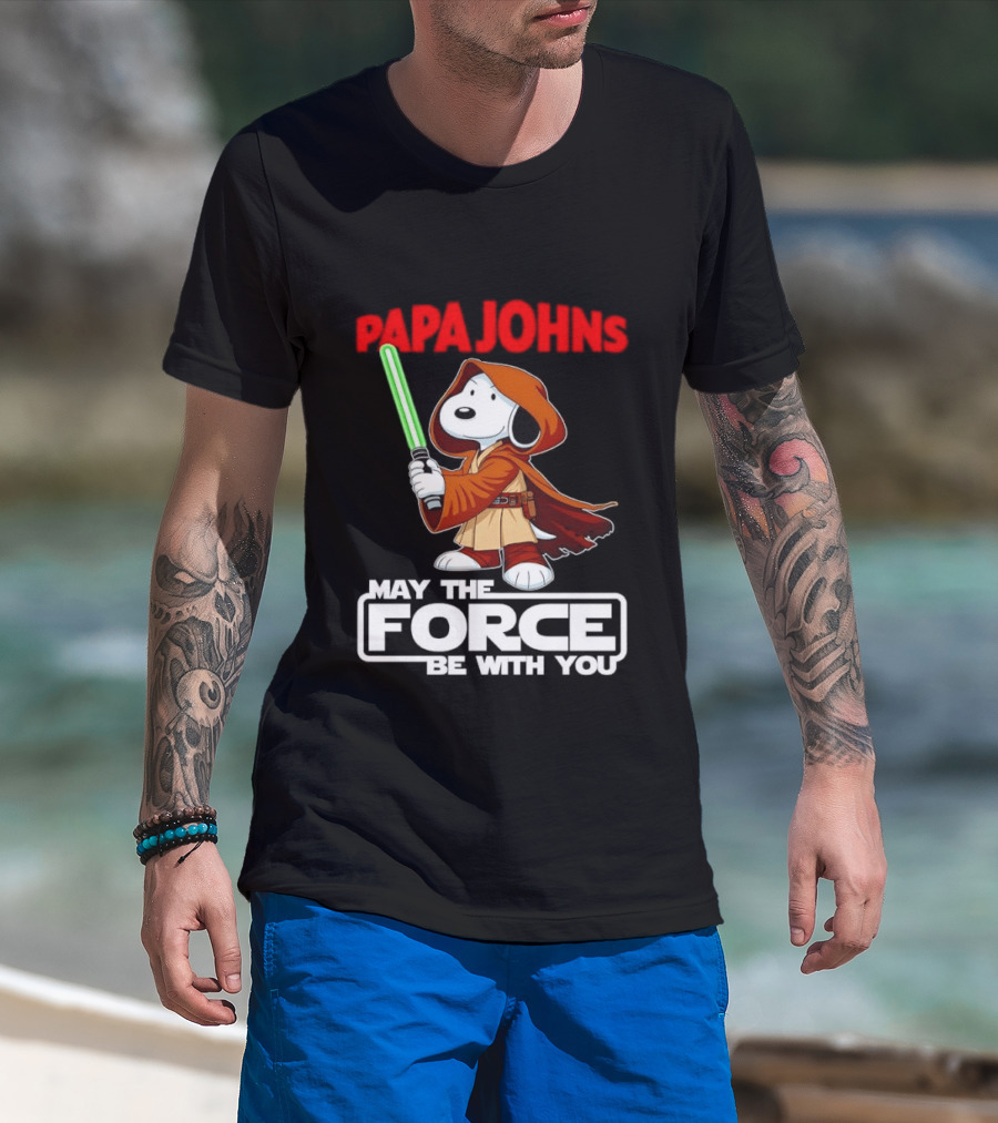 Snoopy Jedi Papa Johns May The Force Be With You Pizza Fan Favorite T-Shirt