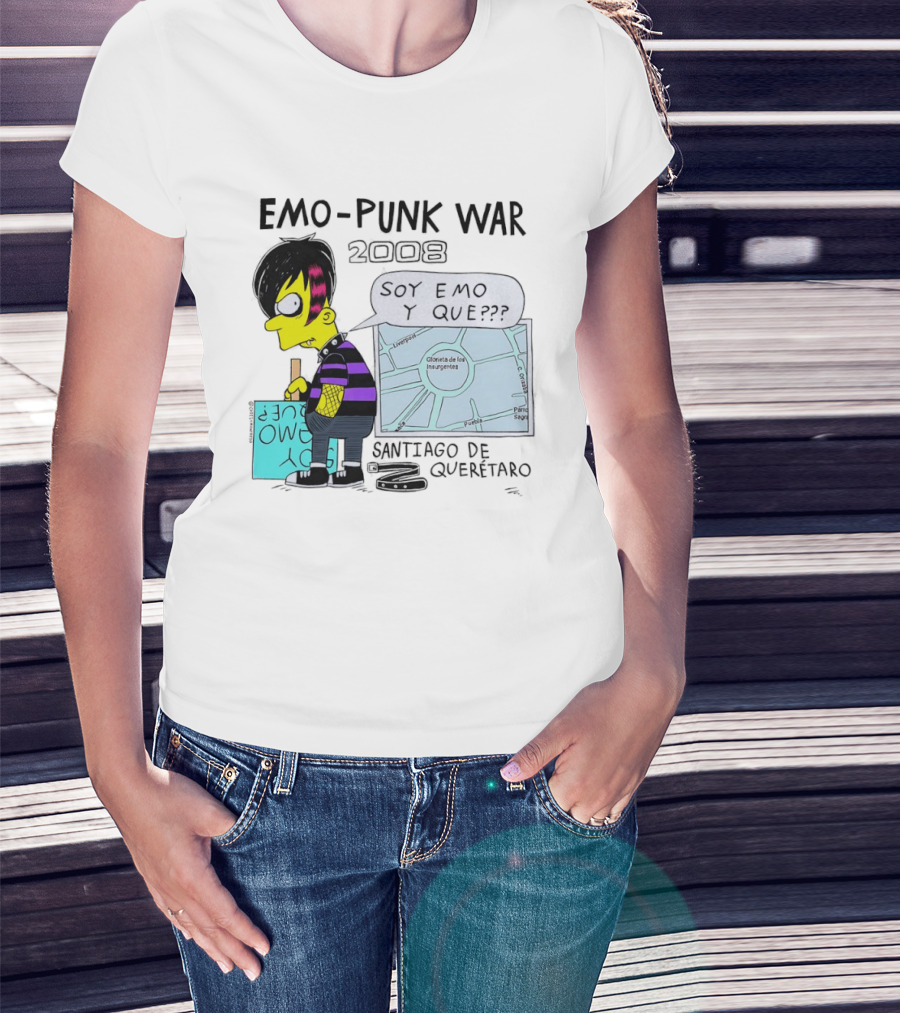 Emo Punk War 2008 Soy Emo Y Que Santiago De Queretaro Map Cartoon T-Shirt