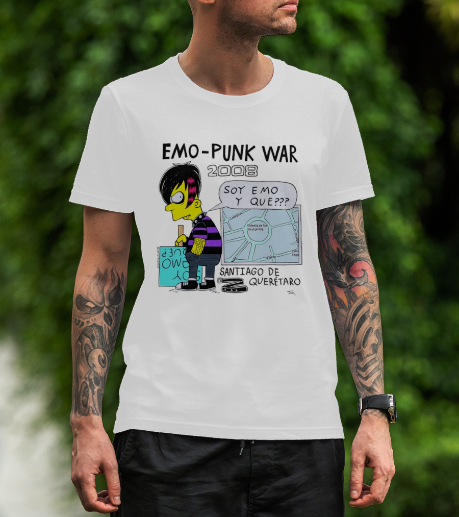 Emo Punk War 2008 Soy Emo Y Que Santiago De Queretaro Map Cartoon T-Shirt