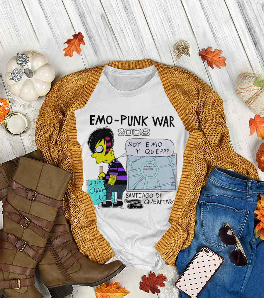 Emo Punk War 2008 Soy Emo Y Que Santiago de Queretaro Map Cartoon T-Shirt