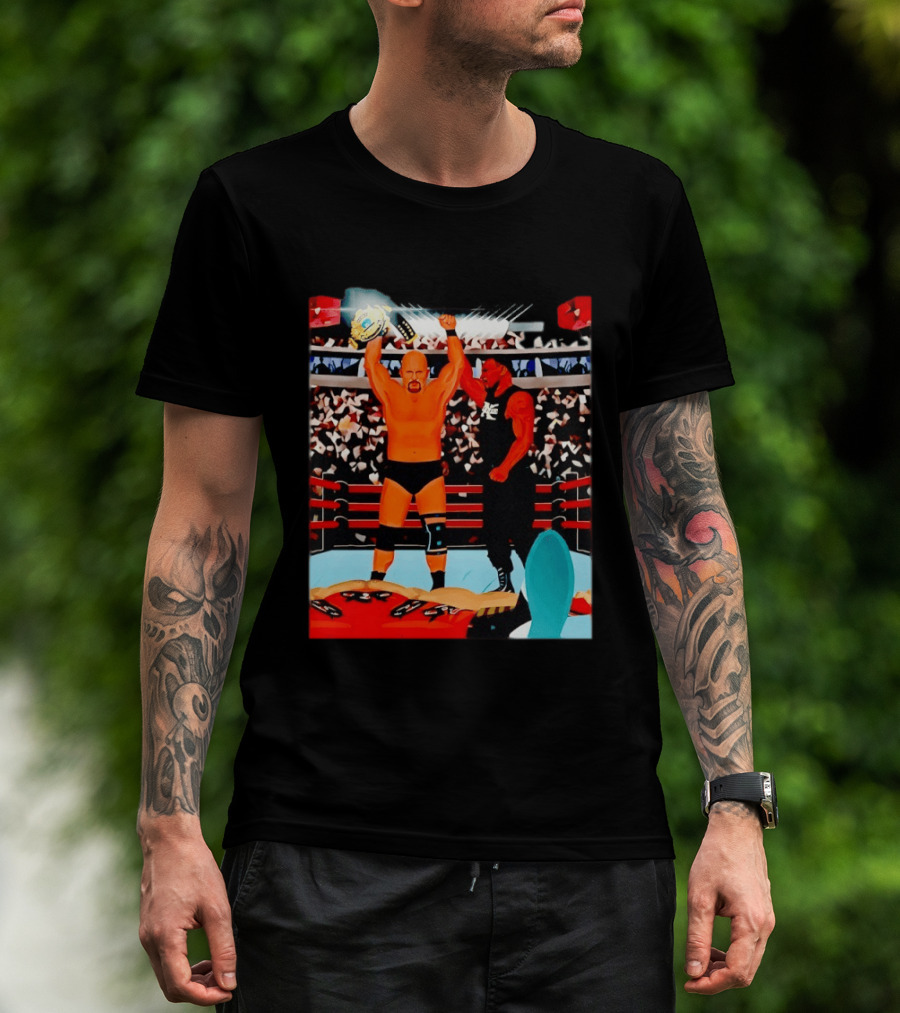 Stone Cold Steve Austin Championship Victory WWF Wrestling Arena Celebration T-Shirt