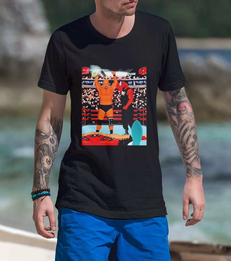 Stone Cold Steve Austin Championship Victory WWF Wrestling Arena Celebration T-Shirt