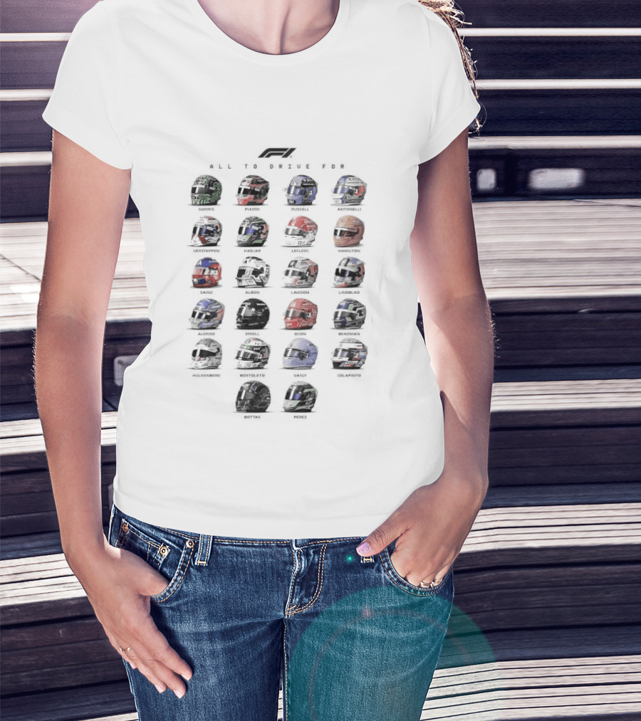 Formula 1 Helmet Collection All To Drive For Racing Enthusiasts T-Shirt