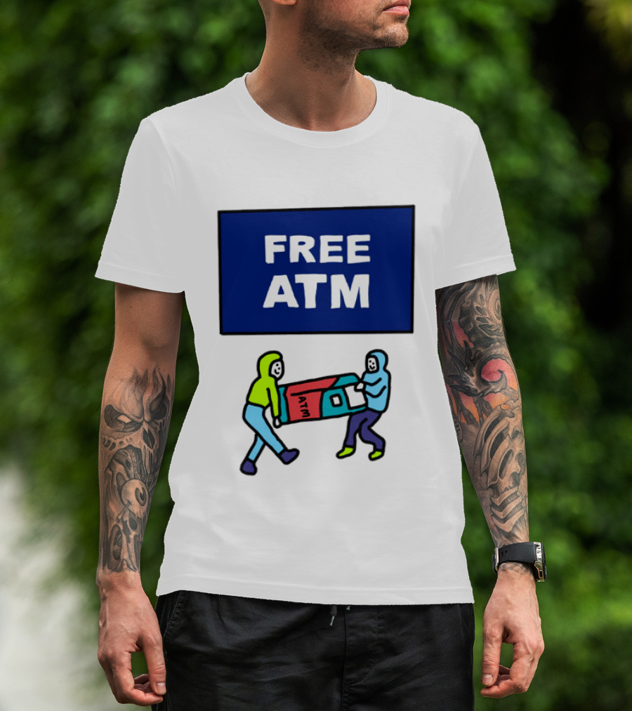 Free ATM Funny Cartoon Drawing T-Shirt