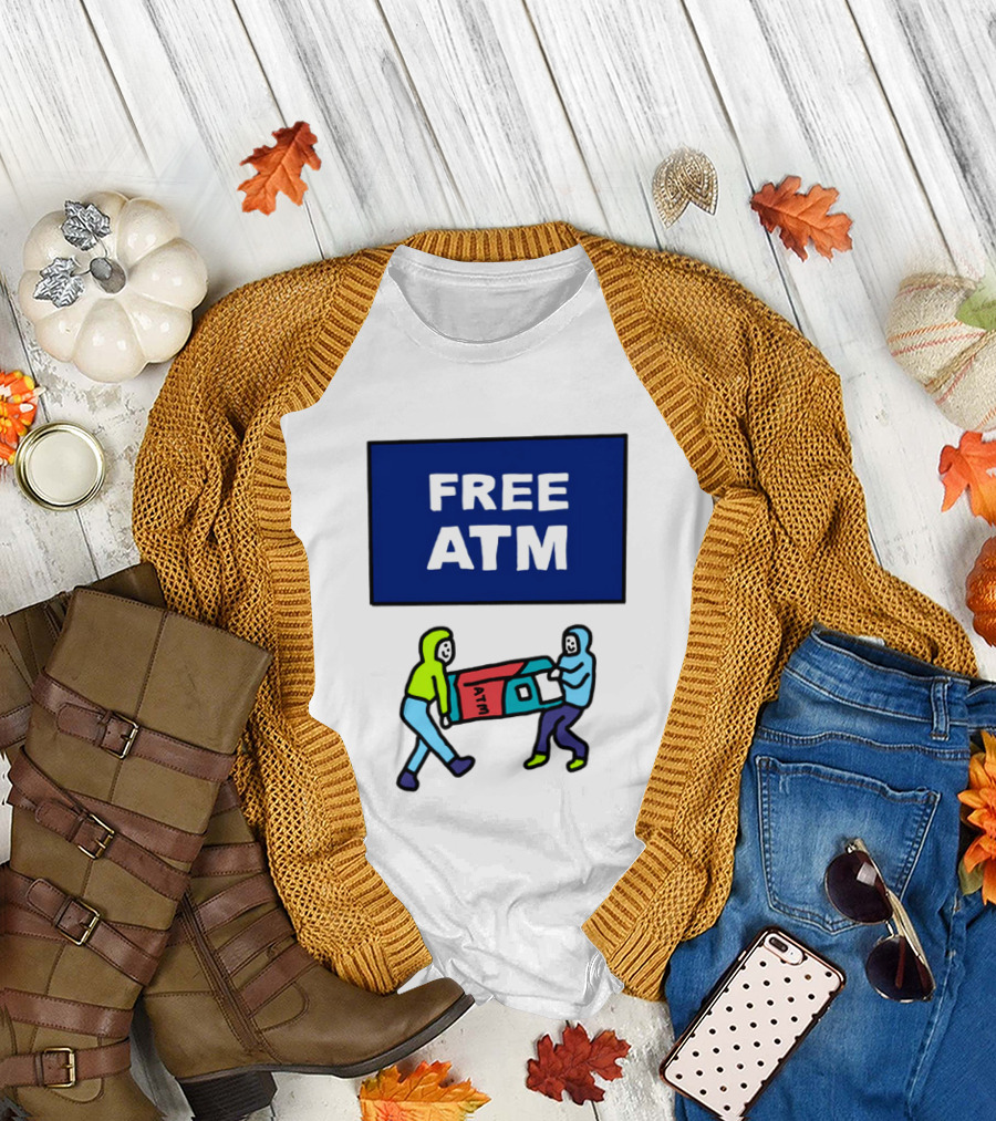 Free ATM Funny Cartoon Drawing T-Shirt