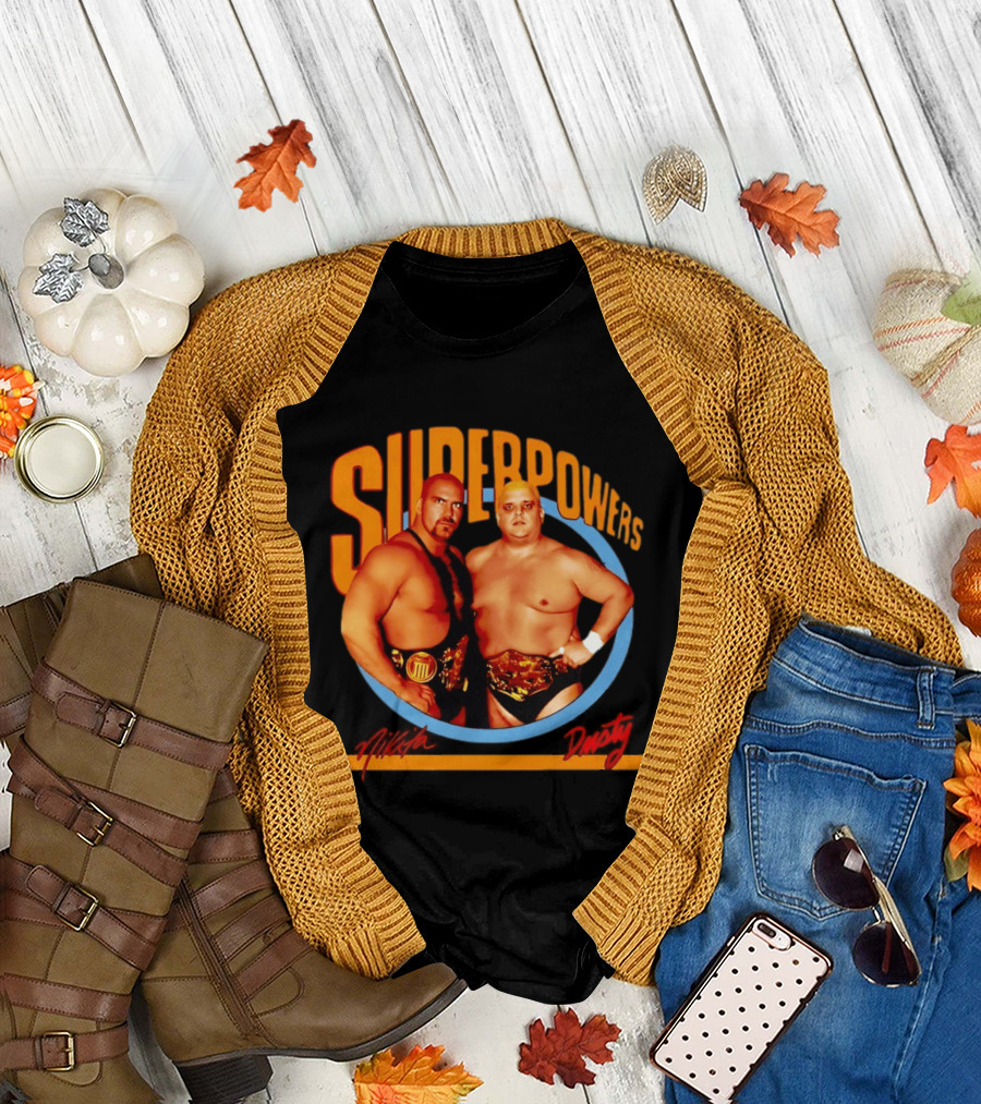 Superpowers Wrestling Legends Nikita Koloff and Dusty Rhodes Championship Belts T-Shirt