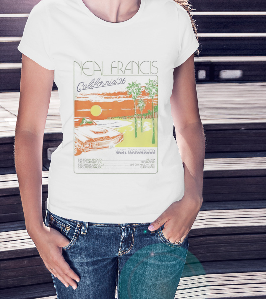 Neal Francis California Tour 2026 Sunset Palm Trees T-Shirt
