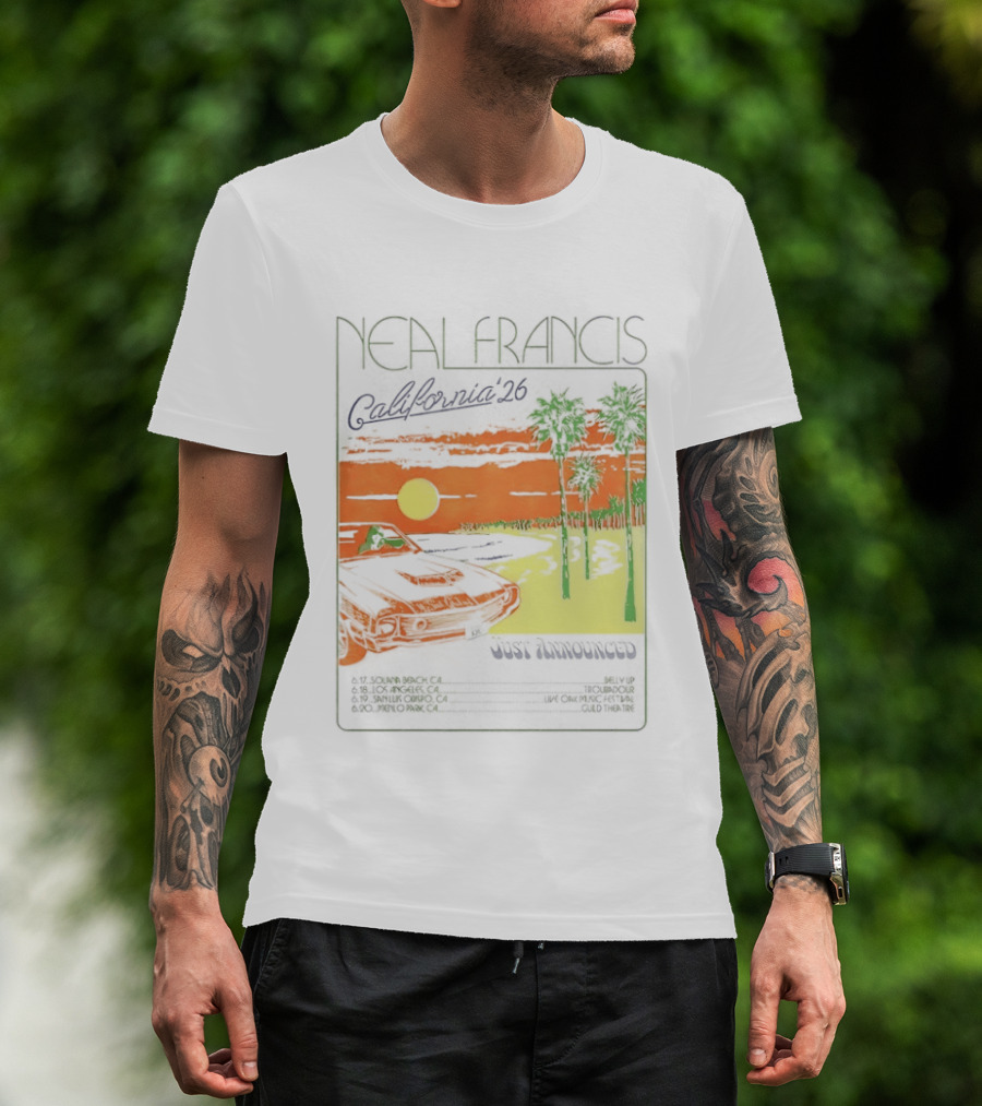 Neal Francis California Tour 2026 Sunset Palm Trees T-Shirt