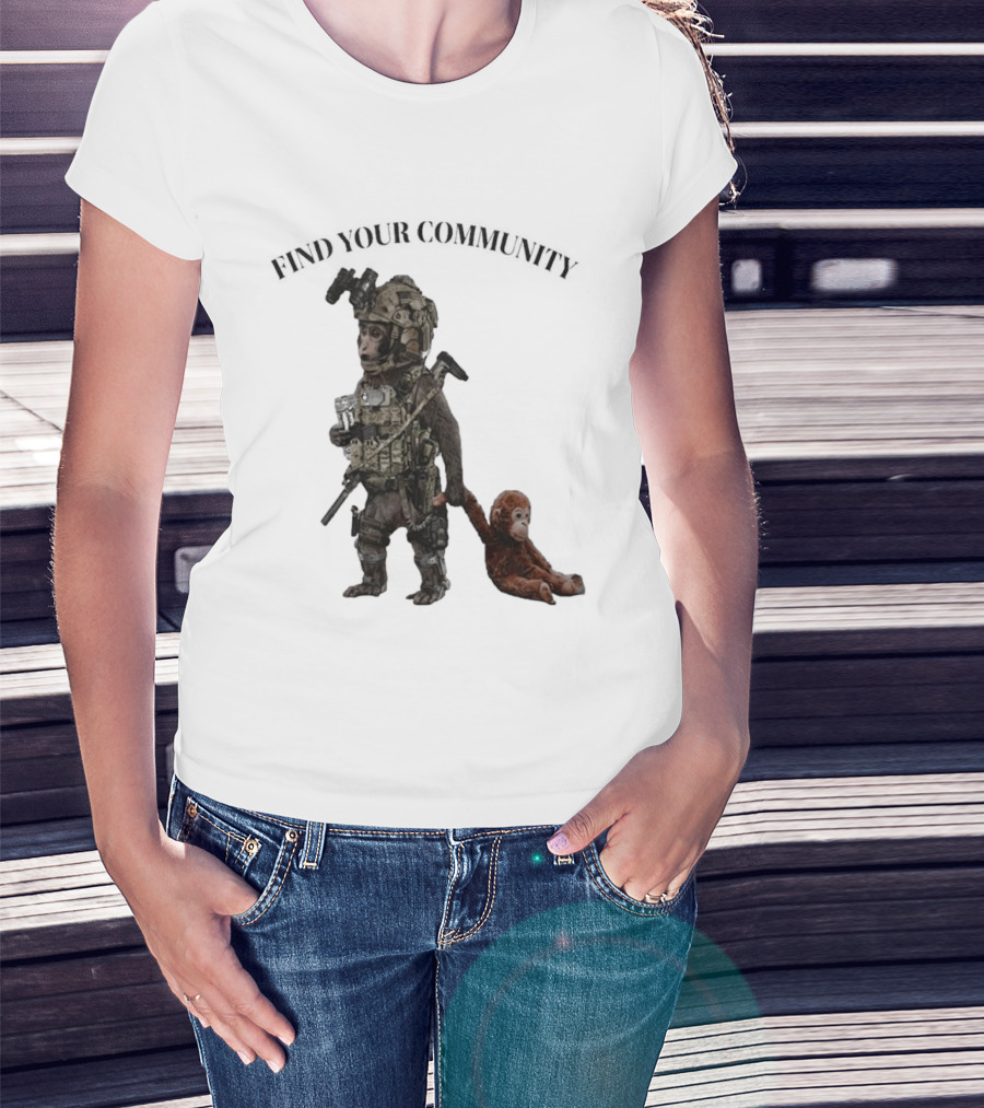Tactical Punch The Monkey Find Your Community Military Humor T-Shirt