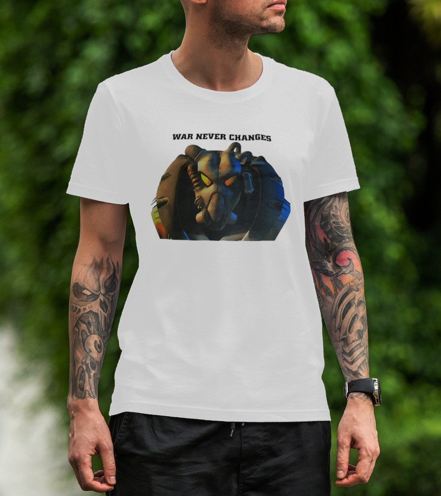 War Never Changes Enclave Power Armor Iconic Fallout Gaming T-Shirt