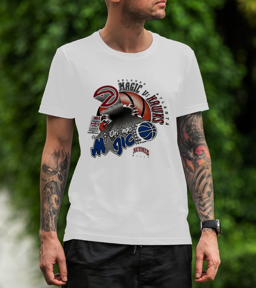 Orlando Magic Vs Atlanta Hawks NBA London 1993 Basketball Event T-Shirt