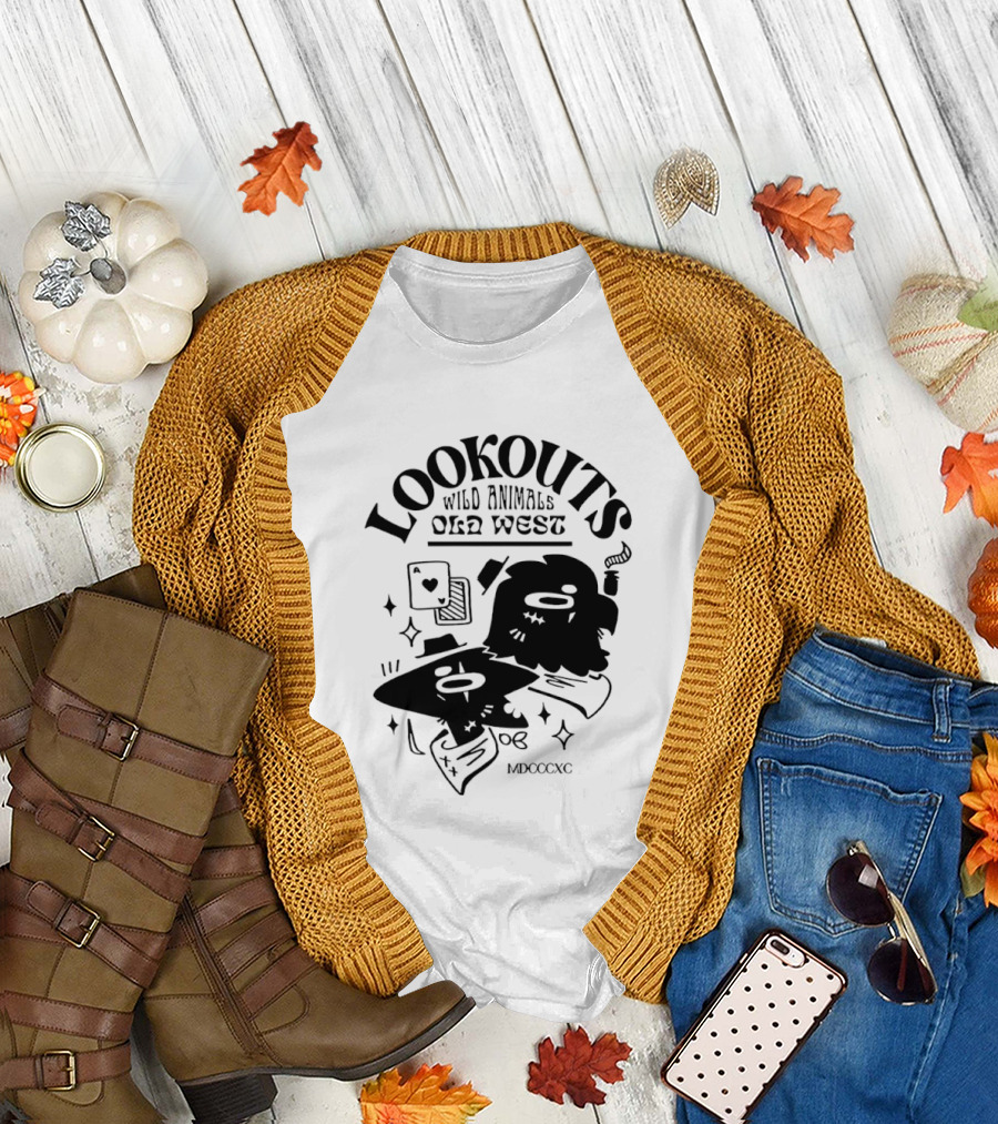 Lookouts Wild Animals Old West Card Game MDCCCXC T-Shirt