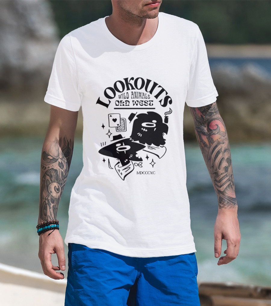 Lookouts Wild Animals Old West Card Game MDCCCXC T-Shirt