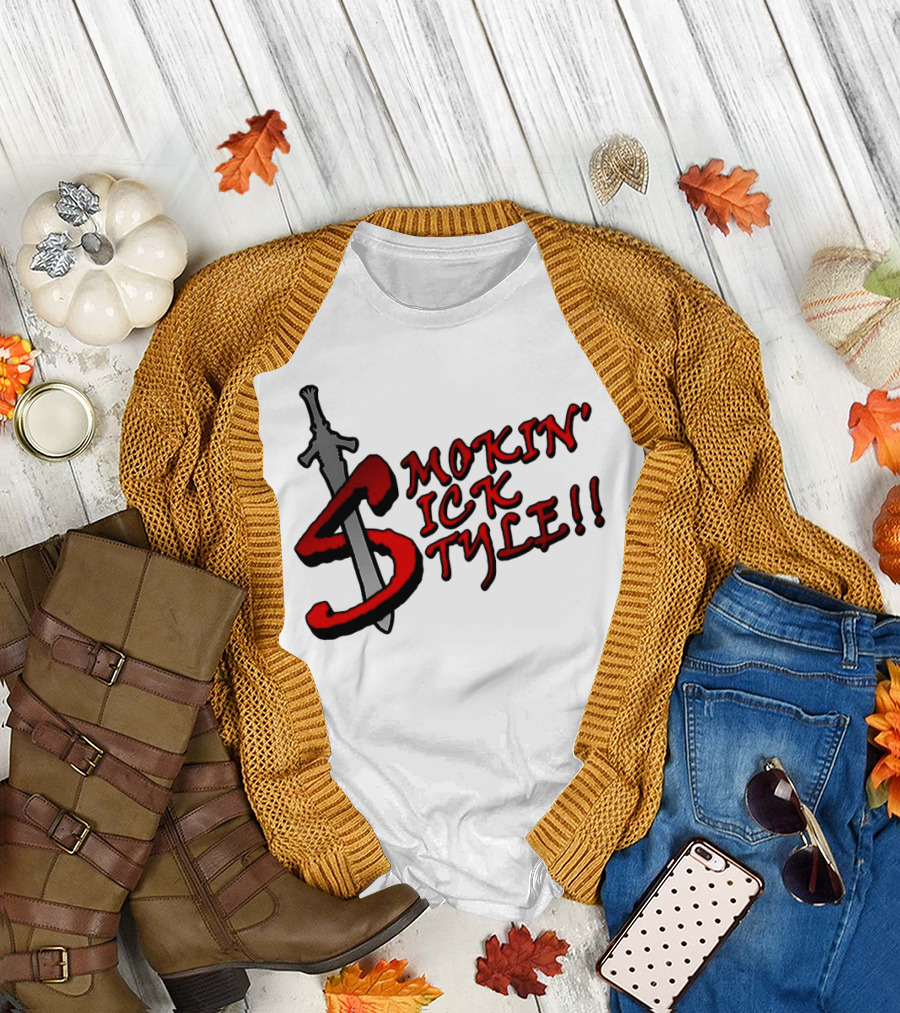 Smokin Sick Style Sword Motif T-Shirt