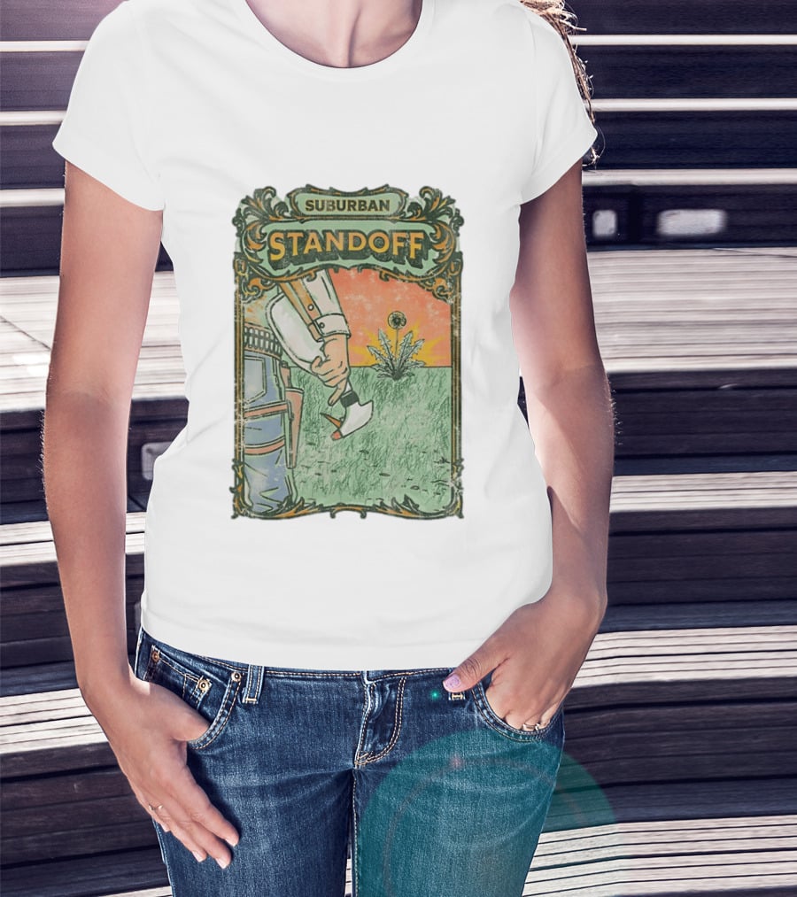 Suburban Standoff Wild West Duel Scene T-Shirt