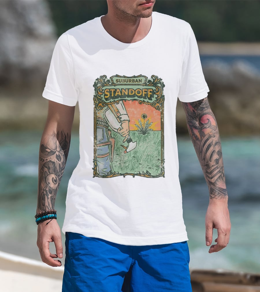 Suburban Standoff Wild West Duel Scene T-Shirt