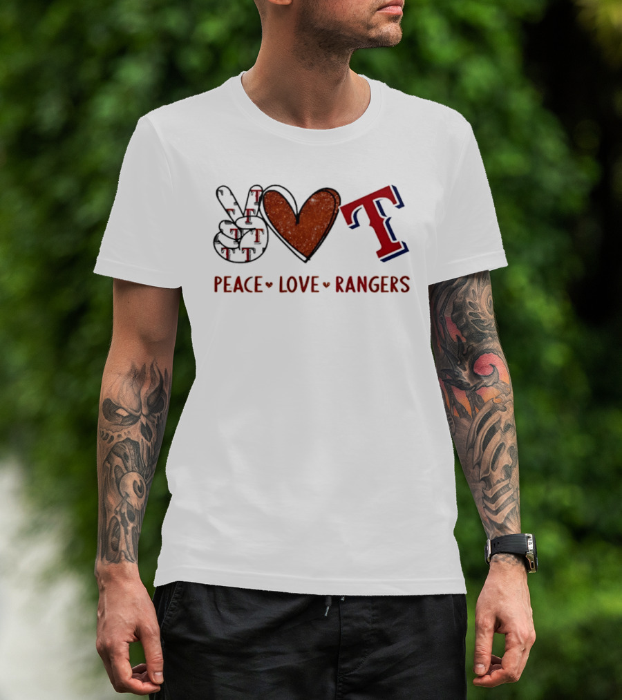 Peace Love Rangers Hand Sign Heart Shape T T-Shirt
