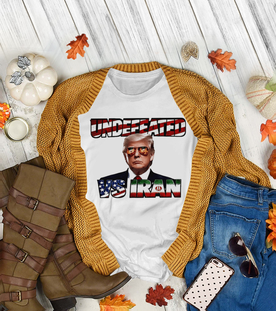 UNDEFEATED Donald Trump Sunglasses vs Iran Flag Iconic Matchup T-Shirt